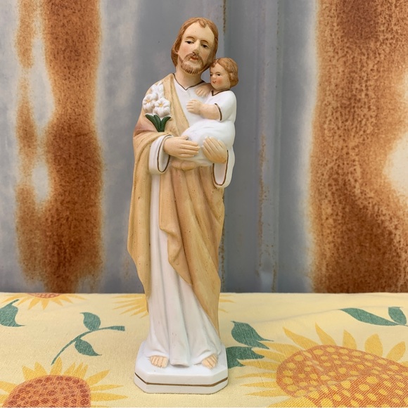 Vintage Accents Vintage St Joseph Statue Sanmyro Bisque Porcelain Religious Catholic